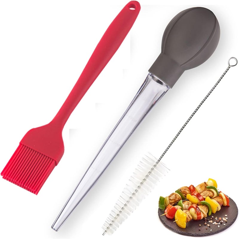 NTVKID Turkey Baster Food Grade Quality Bulb comes with 1 bigger size Basting Brush and 1 Cleaning Brush, for Cooking Basting with Detachable Round Bulb -Butter Drippings, Glazes, Roasting Juices for Poultry - Image 1